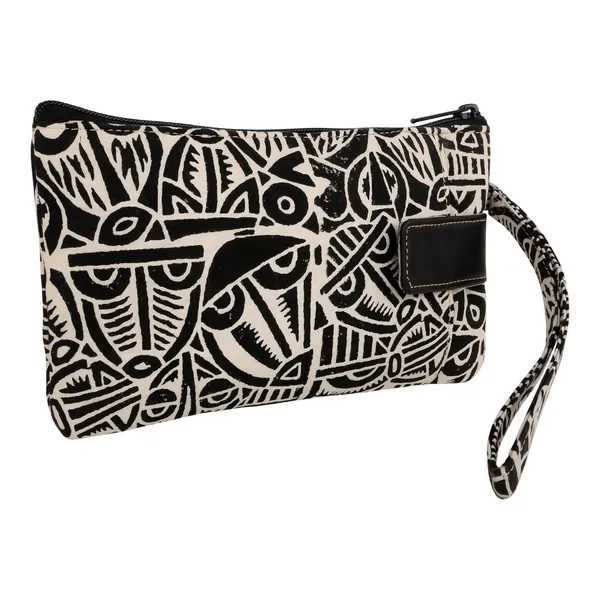Indha_Handcrafted_Mobile_Case_for_Women_�_Black_&_White_Hand_Block-Printed_Cotton_Wristlet_Pouch_|_Mini_Wallet_with_Mobile_Compartment_|_Slim_Phone_Pouch_for_Cash,_Cards_&_Essentials