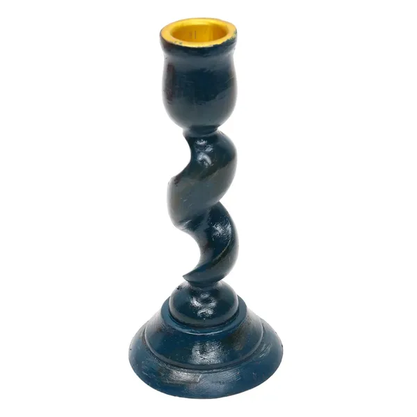 Indha_Hand-Painted_Wooden_Candle_Stand_|_Antique_Vintage_Spiral_Design_|_Taper_Candle_Holder_for_Home_Table_D�cor_|_Handmade_Wooden_Showpiece_|_5.5_Inch_|_Gift_for_Festivals_&_Housewarming