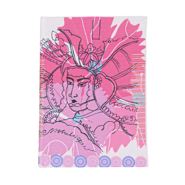 INDHA_Handmade_Recycled_Paper_Diary_|_Japanese_Samurai_Warrior_Illustration_on_Canvas_|_Eco-Friendly_Unruled_Art_Journal_|_5_x_7.5_Inches_|_50_Sheets_|_Sustainable_Notebook_for_Writing_&_Sketching