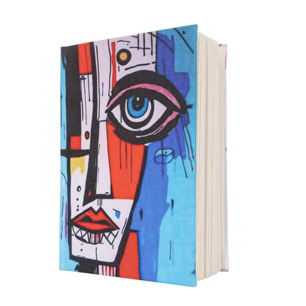 INDHA_Handmade_Recycled_Paper_Diary_|_Abstract_Art_Face_Illustration_|_Eco-Friendly_Canvas_Cover_Journal_|_5_x_7.5_Inches_|_50_Sheets_|_Unruled_Sustainable_Notebook_for_Writing_&_Sketching