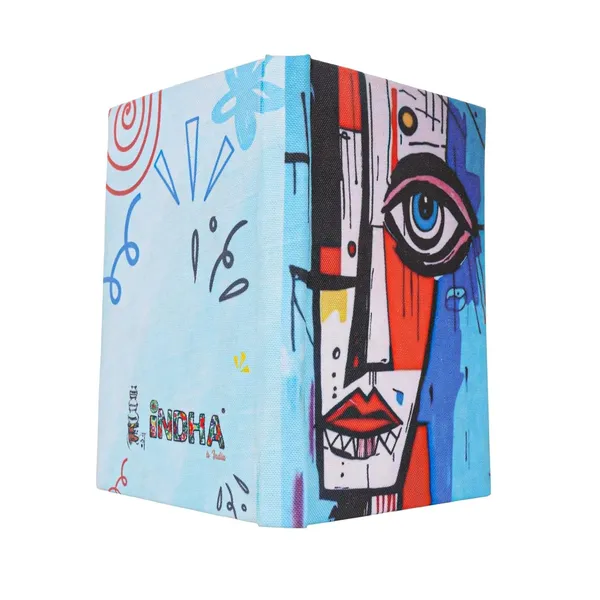 INDHA_Handmade_Recycled_Paper_Diary_|_Abstract_Art_Face_Illustration_|_Eco-Friendly_Canvas_Cover_Journal_|_5_x_7.5_Inches_|_50_Sheets_|_Unruled_Sustainable_Notebook_for_Writing_&_Sketching