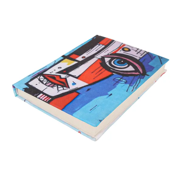 INDHA_Handmade_Recycled_Paper_Diary_|_Abstract_Art_Face_Illustration_|_Eco-Friendly_Canvas_Cover_Journal_|_5_x_7.5_Inches_|_50_Sheets_|_Unruled_Sustainable_Notebook_for_Writing_&_Sketching