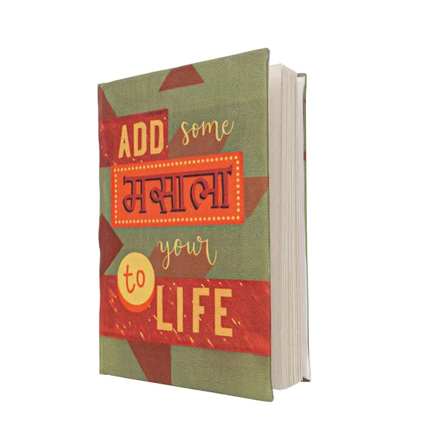 INDHA_Handmade_Recycled_Paper_Diary_|_�Add_Some_Masala_to_Your_Life�_Fun_Typographic_Canvas_Notebook_|_Eco-Friendly_Unruled_Journal_|_5_x_7.5_Inches_|_50_Sheets_|_Quirky_Gift_for_Friends_&_Students