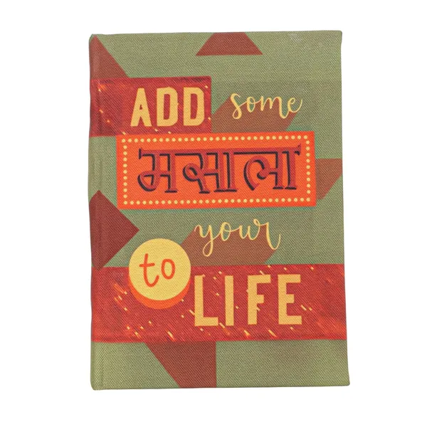 INDHA_Handmade_Recycled_Paper_Diary_|_�Add_Some_Masala_to_Your_Life�_Fun_Typographic_Canvas_Notebook_|_Eco-Friendly_Unruled_Journal_|_5_x_7.5_Inches_|_50_Sheets_|_Quirky_Gift_for_Friends_&_Students