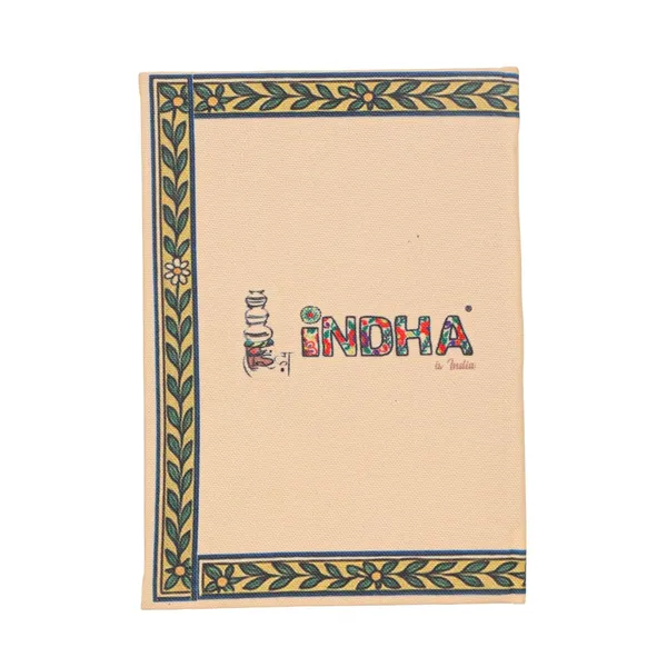 INDHA_Handmade_Recycled_Paper_Diary_|_Birds_&_Folk_Art_Canvas_Cover_|_Eco-Friendly_Unruled_Journal_Notebook_|_5_x_7.5_inches_|_100_GSM_|_Sustainable_Gift_for_Writers_&_Nature_Lovers
