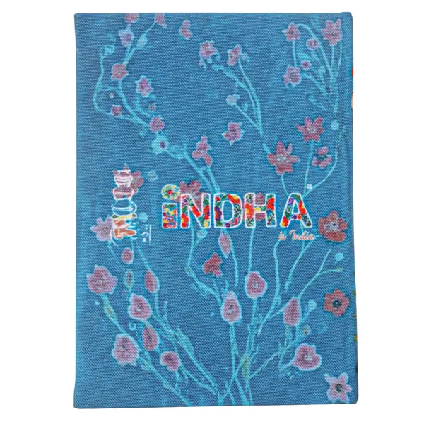 INDHA_Handmade_Recycled_Paper_Diary_|_Vibrant_Floral_Illustration_on_Canvas_|_Eco-Friendly_Unruled_Journal_|_5_x_7.5_Inches_|_50_Sheets_|_Colourful_Writing_&_Sketching_Notebook