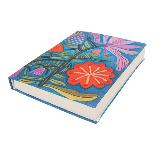 INDHA_Handmade_Recycled_Paper_Diary_|_Vibrant_Floral_Illustration_on_Canvas_|_Eco-Friendly_Unruled_Journal_|_5_x_7.5_Inches_|_50_Sheets_|_Colourful_Writing_&_Sketching_Notebook