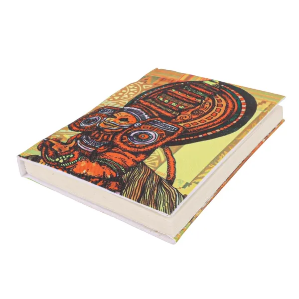 INDHA_Handmade_Recycled_Paper_Diary_|_Kerala_Folk_Art_Dancer_Illustration_|_Eco-Friendly_Canvas_Cover_Notebook_|_5_x_7.5_Inch_Unruled_Journal_|_50_Sheets_|_Sustainable_Gift_for_Art_&_Culture_Lovers