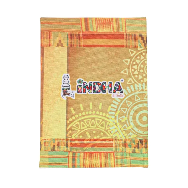 INDHA_Handmade_Recycled_Paper_Diary_|_Kerala_Folk_Art_Dancer_Illustration_|_Eco-Friendly_Canvas_Cover_Notebook_|_5_x_7.5_Inch_Unruled_Journal_|_50_Sheets_|_Sustainable_Gift_for_Art_&_Culture_Lovers