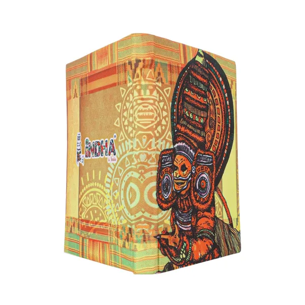 INDHA_Handmade_Recycled_Paper_Diary_|_Kerala_Folk_Art_Dancer_Illustration_|_Eco-Friendly_Canvas_Cover_Notebook_|_5_x_7.5_Inch_Unruled_Journal_|_50_Sheets_|_Sustainable_Gift_for_Art_&_Culture_Lovers