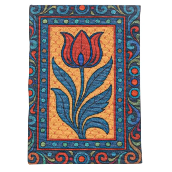 INDHA_Handmade_Recycled_Paper_Diary_|_Tulip_Folk_Art_Illustration_|_Eco-Friendly_Canvas_Cover_Notebook_|_5_x_7.5_Inch_Unruled_Journal_|_50_Sheets_|_Sustainable_Gift_for_Stationery_Lovers