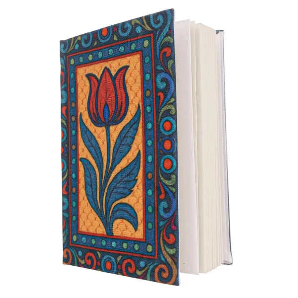 INDHA_Handmade_Recycled_Paper_Diary_|_Tulip_Folk_Art_Illustration_|_Eco-Friendly_Canvas_Cover_Notebook_|_5_x_7.5_Inch_Unruled_Journal_|_50_Sheets_|_Sustainable_Gift_for_Stationery_Lovers