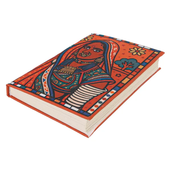 INDHA_Handmade_Recycled_Paper_Diary_|_Folk_Art_Rajasthani_Woman_Illustration_on_Canvas_|_Eco-Friendly_Unruled_Journal_|_5_x_7.5_Inches_|_50_Sheets_|_Indian_Art_Notebook_for_Writing_&_Sketching