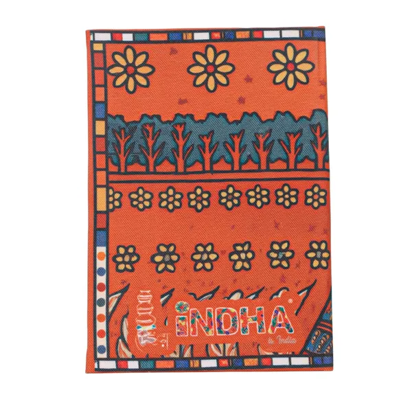 INDHA_Handmade_Recycled_Paper_Diary_|_Folk_Art_Rajasthani_Woman_Illustration_on_Canvas_|_Eco-Friendly_Unruled_Journal_|_5_x_7.5_Inches_|_50_Sheets_|_Indian_Art_Notebook_for_Writing_&_Sketching