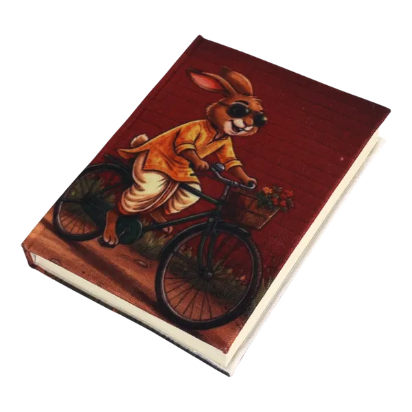 INDHA_Handmade_Diary_5x7_Inches_|_100_GSM_Recycled_Paper_Notebook_|_Eco-Friendly_Journal_for_Writing_&_Gifting_|_Joy_Rider_Rabbit_Design