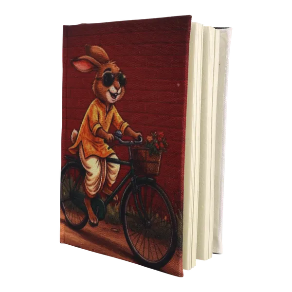 INDHA_Handmade_Diary_5x7_Inches_|_100_GSM_Recycled_Paper_Notebook_|_Eco-Friendly_Journal_for_Writing_&_Gifting_|_Joy_Rider_Rabbit_Design