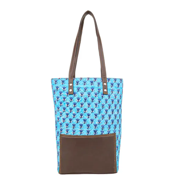 Indha_Printed_Canvas_Tote_Bag_for_Women_|_Blue_Motif_Hand_Block_Print_with_Brown_Vegan_Leather_Patch_|_Lightweight_Everyday_Shoulder_Bag_for_Office,_College_&_Shopping