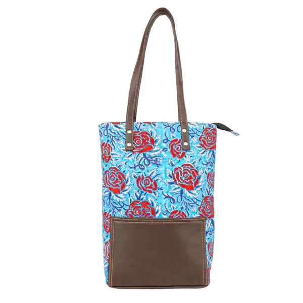 Indha_Printed_Canvas_Tote_Bag_for_Women_|_Sky_Blue_&_Red_Floral_Hand_Block_Print_|_Brown_Vegan_Leather_Appliqu�_|_Lightweight_Everyday_Shoulder_Bag_for_Work,_College_&_Shopping