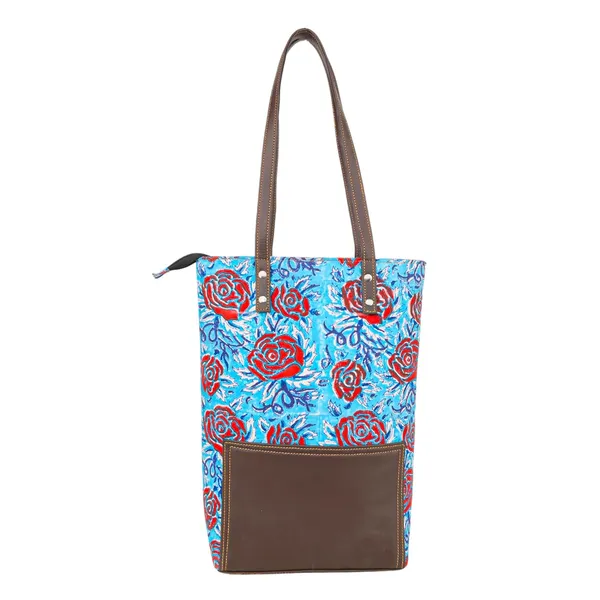 Indha_Printed_Canvas_Tote_Bag_for_Women_|_Sky_Blue_&_Red_Floral_Hand_Block_Print_|_Brown_Vegan_Leather_Appliqu�_|_Lightweight_Everyday_Shoulder_Bag_for_Work,_College_&_Shopping
