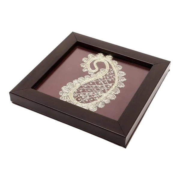 Indha_Hand-Embroidered_Ambiya_(Paisley)_Coasters_�_Set_of_2_|_Silver_Thread_Embroidery_on_Silk_|_Wooden_Frame_with_Glass_Top_&_Vegan_Leather_Back_|_Handmade_Gift_for_Home_&_Office_|_Made_in_India