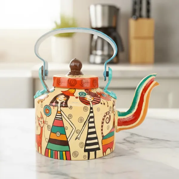 Indha_Hand-Painted_Aluminium_Kettle_�_Girl_with_Cat_Design_|_Handmade_Decorative_Teapot_|_Indian_Folk_Art_Home_D�cor_|_5.5_Inch_Height