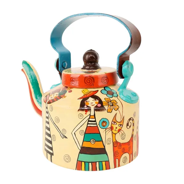 Indha_Hand-Painted_Aluminium_Kettle_�_Girl_with_Cat_Design_|_Handmade_Decorative_Teapot_|_Indian_Folk_Art_Home_D�cor_|_5.5_Inch_Height