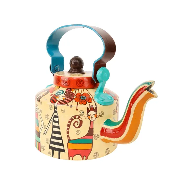 Indha_Hand-Painted_Aluminium_Kettle_�_Girl_with_Cat_Design_|_Handmade_Decorative_Teapot_|_Indian_Folk_Art_Home_D�cor_|_5.5_Inch_Height