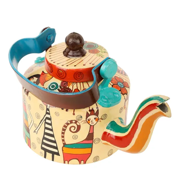 Indha_Hand-Painted_Aluminium_Kettle_�_Girl_with_Cat_Design_|_Handmade_Decorative_Teapot_|_Indian_Folk_Art_Home_D�cor_|_5.5_Inch_Height