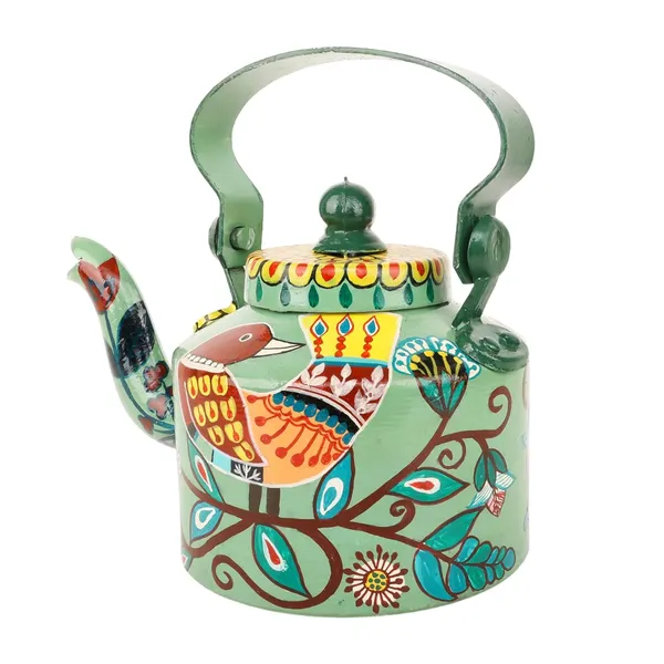 INDHA_Hand-Painted_Aluminum_Decorative_Kettle_Sparrow_on_Branch_Artwork_|_Nature-Inspired_Bird_Design_|_1-Litre_|_Home_Decor,_Tea_Serving_&_Gifting