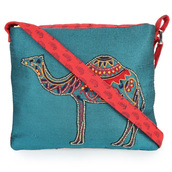 INDHA_Camel_Design_Hand-Embroidered_Sling_Bag_for_Women_–_Dupion_Silk,_Cotton_Patchwork,_Stylish_&_Ethnic_Crossbody_Bag_–_Teal_Green