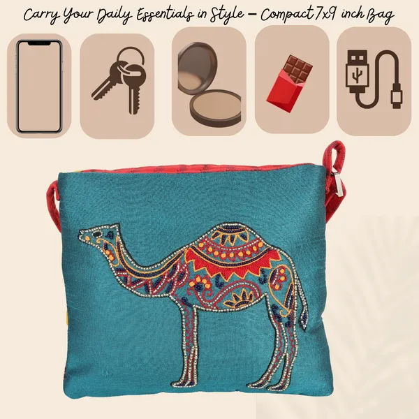 INDHA_Camel_Design_Hand-Embroidered_Sling_Bag_for_Women_–_Dupion_Silk,_Cotton_Patchwork,_Stylish_&_Ethnic_Crossbody_Bag_–_Teal_Green