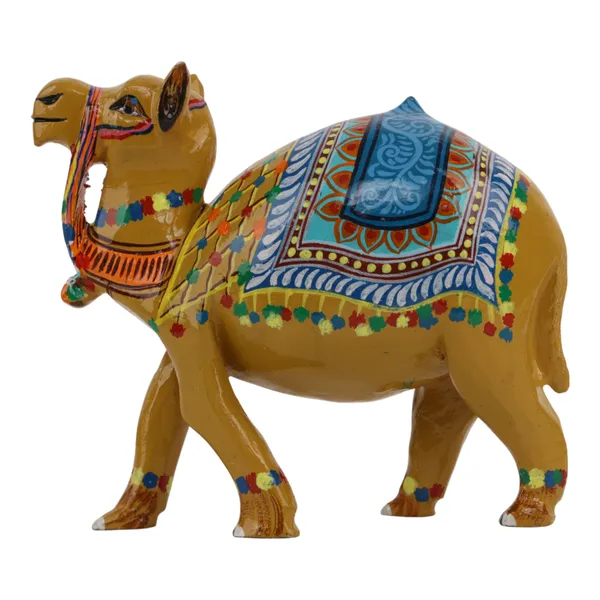INDHA_Desert_Camel_Hand-Painted_Wooden_Table_Décor_|_Indian_Heritage_Rajasthani_Folk_Art_|_Handcrafted_Decorative_Showpiece_for_Home,_Office_&_Gifting