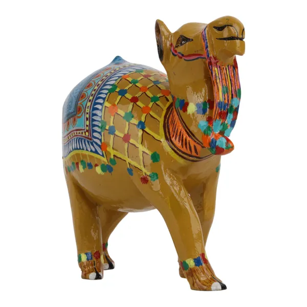 INDHA_Desert_Camel_Hand-Painted_Wooden_Table_Décor_|_Indian_Heritage_Rajasthani_Folk_Art_|_Handcrafted_Decorative_Showpiece_for_Home,_Office_&_Gifting