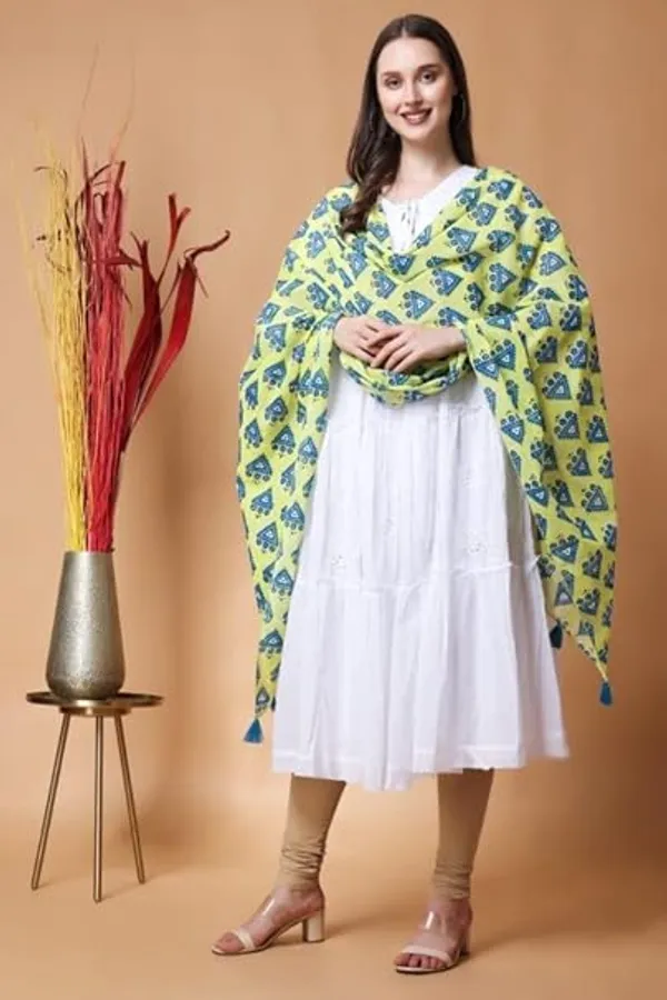 INDHA_Hand_Block_Printed_Green_Stole_|_Hand_Block_Printed_Blue_Temple_Design_Motif_|_Hand_Block_Printed_Stole_|_Stoles_For_Women_|_Ethnic_Stoles_|_Gifting_|_Fashion_Wear_|_Indo_Western_Stole_|_Fashion_Accessory