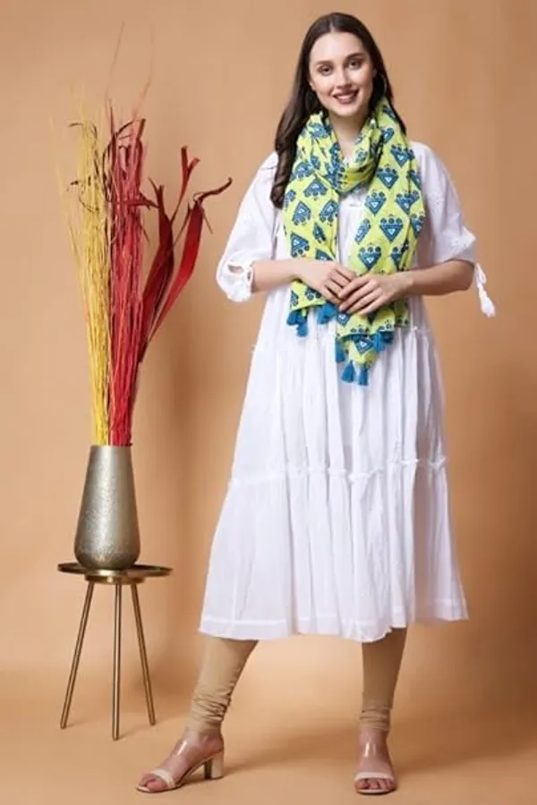 INDHA_Hand_Block_Printed_Green_Stole_|_Hand_Block_Printed_Blue_Temple_Design_Motif_|_Hand_Block_Printed_Stole_|_Stoles_For_Women_|_Ethnic_Stoles_|_Gifting_|_Fashion_Wear_|_Indo_Western_Stole_|_Fashion_Accessory