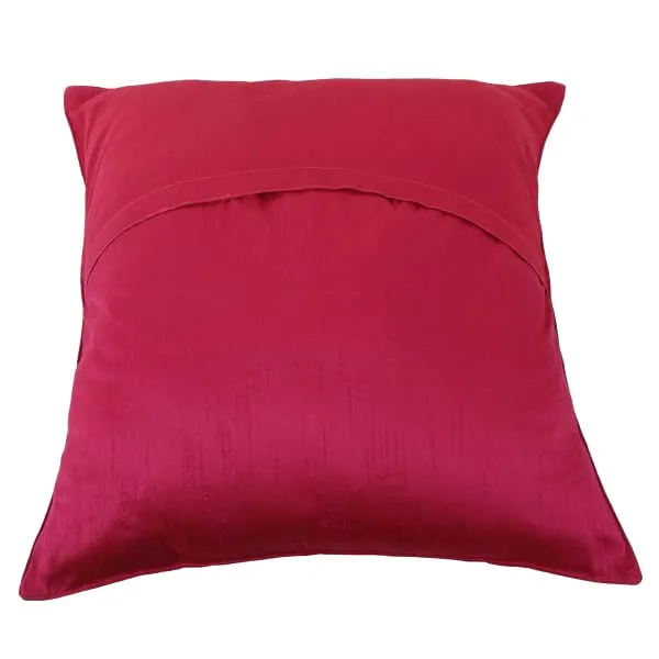 INDHA_Hand_Embroidered_Dupion_Silk_Cushion_Cover_|_Multicolor_Floral_Design_with_Jungle_Bear_Motif_|_Pink_&_Sky_Blue_Square_Throw_Cushion_Cover_for_Home_Décor_&_Festive_Gifting_(20_x_20_Inches)
