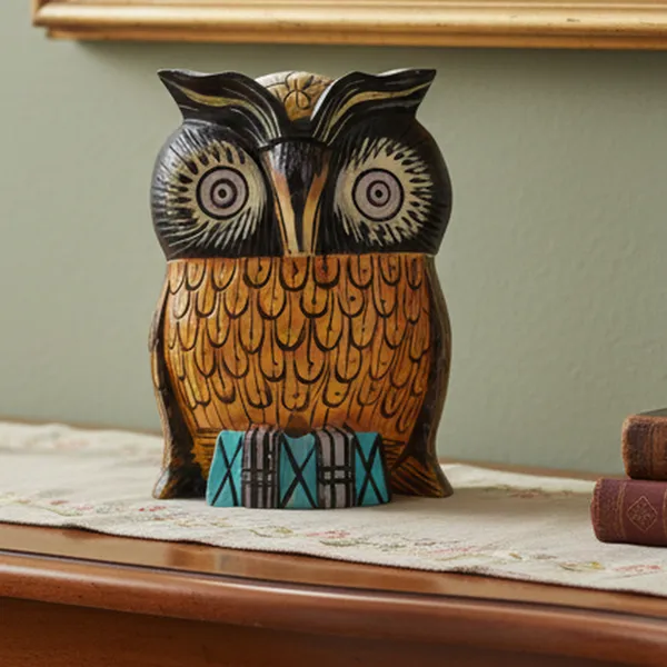 INDHA_Hand-Painted_Owl_|_Hand_Carved_Pine_Wood_|_Good_Luck_Gift_|_Festive_Gift_(5_Inch)