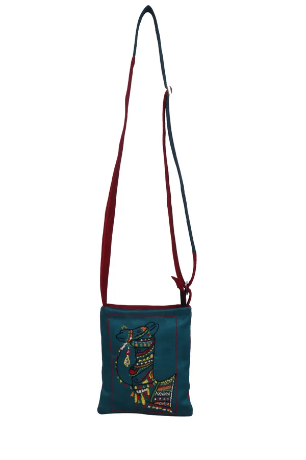 INDHA_Handcrafted_Sling_Bag_for_Women_|_Camel_Embroidered_Crossbody_Bag_|_Eco-Friendly_&_Sustainable_|_Teal_Green_Dupion_Silk_Sling_Bag_|_Small_Shoulder_Bag_for_Girls_&_Travel