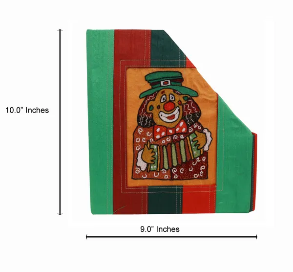 INDHA_Handmade_Desk_Organizer_&_Foldable_Magazine_Holder_|_Hand-Embroidered_Folk_Clown_Motif_|_Fabric-Wrapped_MDF_File_Organizer_for_A4_Papers_|_Study_Table_&_Office_Décor_|_Gift_for_Kids_&_Employees