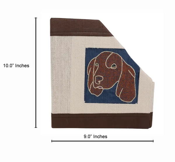 INDHA_Handmade_Desk_&_File_Organizer_|_Foldable_Magazine_Holder_for_A4_Papers_|_Hand-Embroidered_Dog_Motif_|_Study_Table_Organizer_&_Gift_for_Kids_&_Adults
