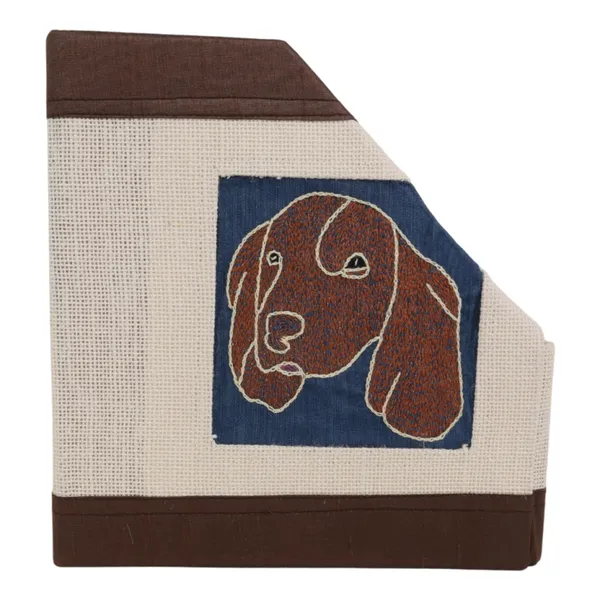INDHA_Handmade_Desk_&_File_Organizer_|_Foldable_Magazine_Holder_for_A4_Papers_|_Hand-Embroidered_Dog_Motif_|_Study_Table_Organizer_&_Gift_for_Kids_&_Adults