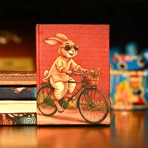 INDHA_Handmade_Diary_5x7_Inches_|_100_GSM_Recycled_Paper_Notebook_|_Eco-Friendly_Journal_for_Writing_&_Gifting_|_Joy_Rider_Rabbit_Design