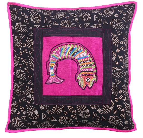 INDHA_Handmade_Hand_Embroidery_Fish_Cotton_Throw_Pillow_Cushion_Covers_(16_X_16_Inch)