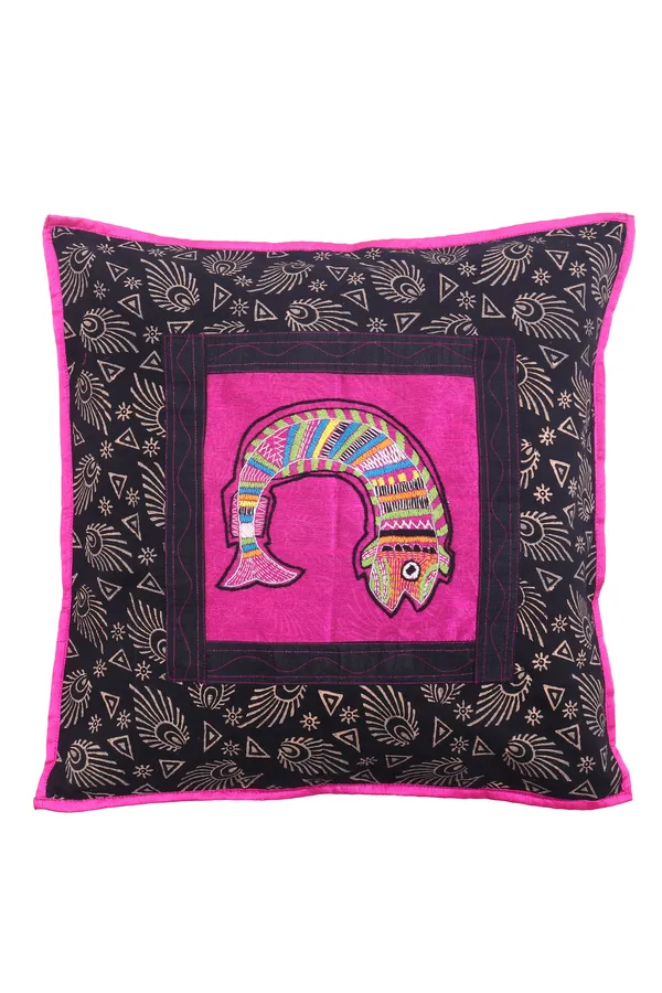 INDHA_Handmade_Hand_Embroidery_Fish_Cotton_Throw_Pillow_Cushion_Covers_(16_X_16_Inch)