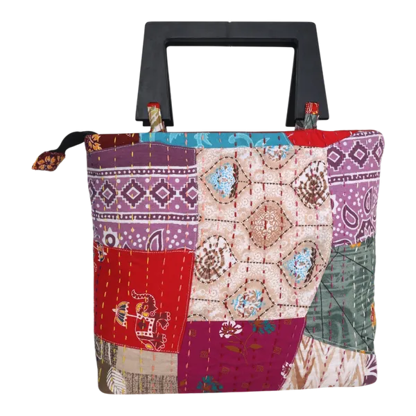 INDHA_Handmade_Woven_Fabric_Handbag_with_Wooden_Handles_|_Stylish_Women_Tote_Bag_|_Ethnic_Designer_Carry_Bag_|_Eco-Friendly_Handcrafted_Bag_for_Daily_Use_&_Gifting_(Multicolour_Patchwork)