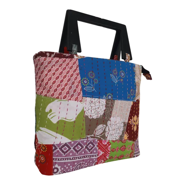 INDHA_Handmade_Woven_Fabric_Handbag_with_Wooden_Handles_|_Stylish_Women_Tote_Bag_|_Ethnic_Designer_Carry_Bag_|_Eco-Friendly_Handcrafted_Bag_for_Daily_Use_&_Gifting_(Multicolour_Patchwork)