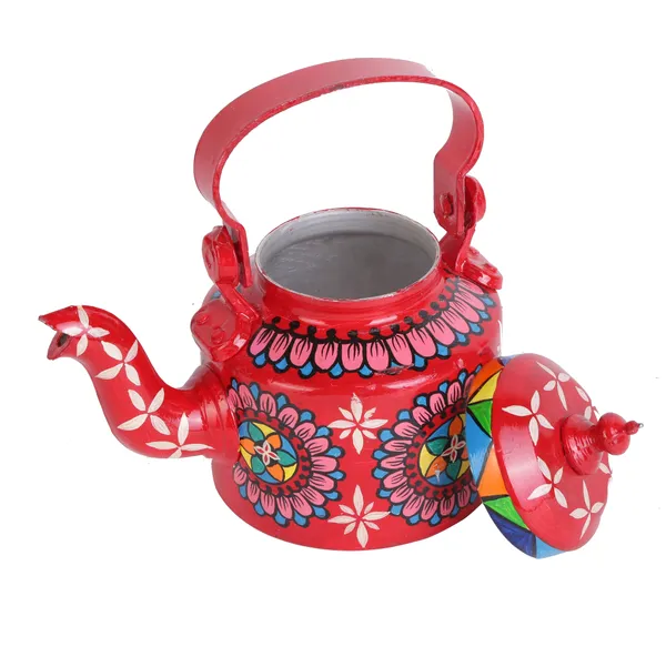 INDHA_Handpainted_Aluminium_Decorative_Kettle_1L_|_Multicolour_Ethnic_Tabletop_Décor_|_Travel_Gift_for_Friends_Going_Abroad_&_Relatives