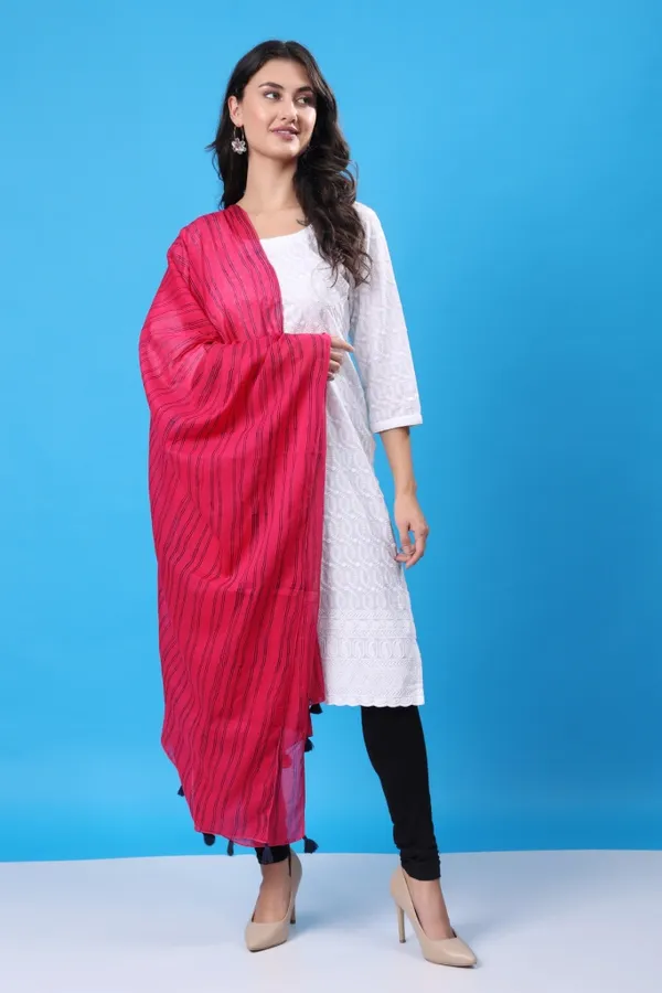 INDHA_Stole_|_Pink_Cotton_Stole_|_Hand_Block_Printed_Blue_Stripes_Pattern_|_Hand_Block_Printed_Stole_|_Stoles_for_Women_|_Ethnic_Stoles_|_Gifting_|_Fashion_Wear_|_Indo_Western_Stole_|_Fashion_Accessory_|_Light_Weight_Voil_Fabric