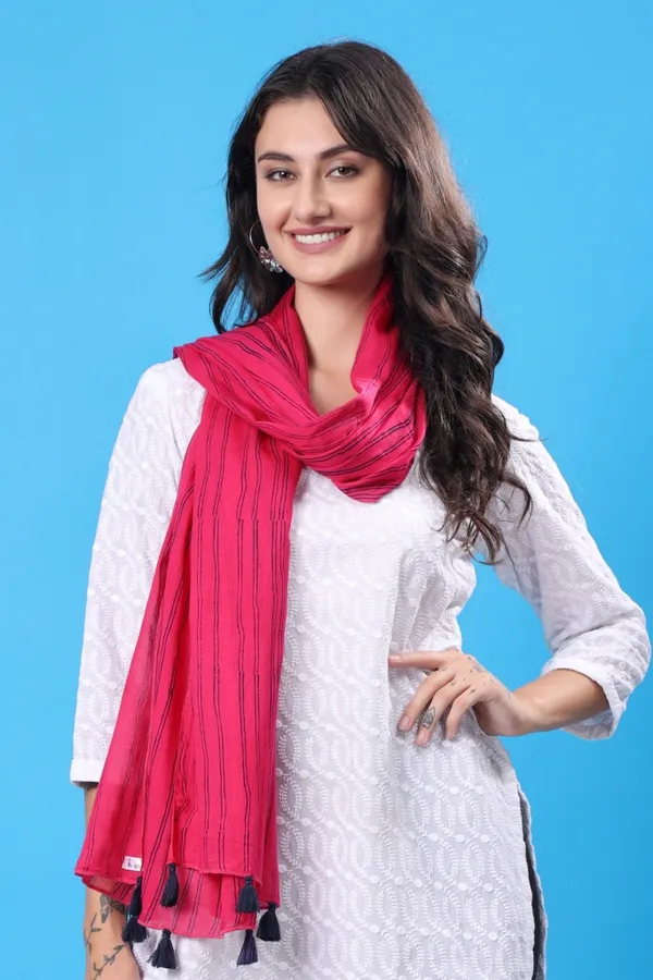 INDHA_Stole_|_Pink_Cotton_Stole_|_Hand_Block_Printed_Blue_Stripes_Pattern_|_Hand_Block_Printed_Stole_|_Stoles_for_Women_|_Ethnic_Stoles_|_Gifting_|_Fashion_Wear_|_Indo_Western_Stole_|_Fashion_Accessory_|_Light_Weight_Voil_Fabric