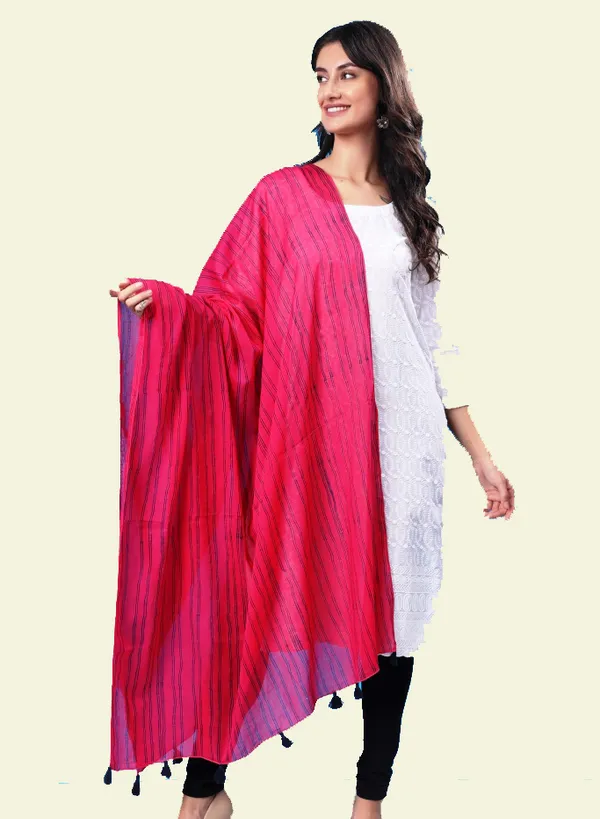 INDHA_Stole_|_Pink_Cotton_Stole_|_Hand_Block_Printed_Blue_Stripes_Pattern_|_Hand_Block_Printed_Stole_|_Stoles_for_Women_|_Ethnic_Stoles_|_Gifting_|_Fashion_Wear_|_Indo_Western_Stole_|_Fashion_Accessory_|_Light_Weight_Voil_Fabric